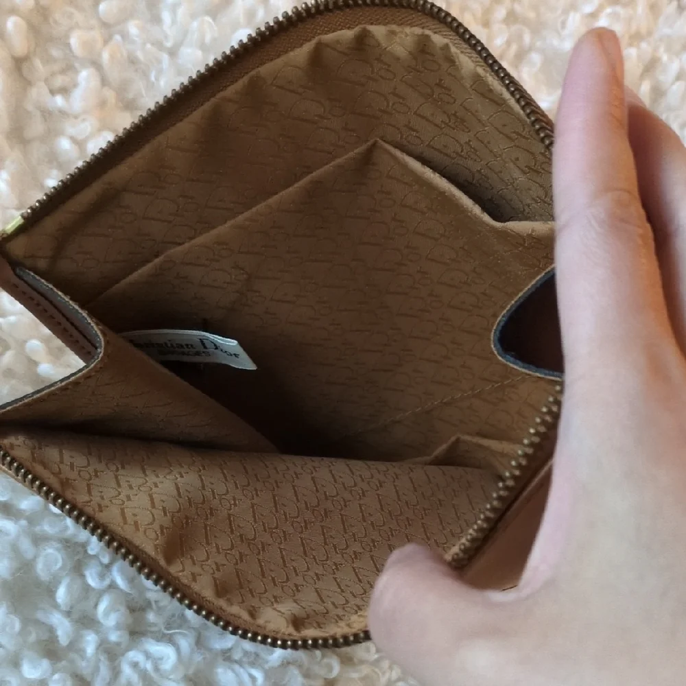 Dior Tan and Beige Monogram Lined Pouch - Picture 6 of 10